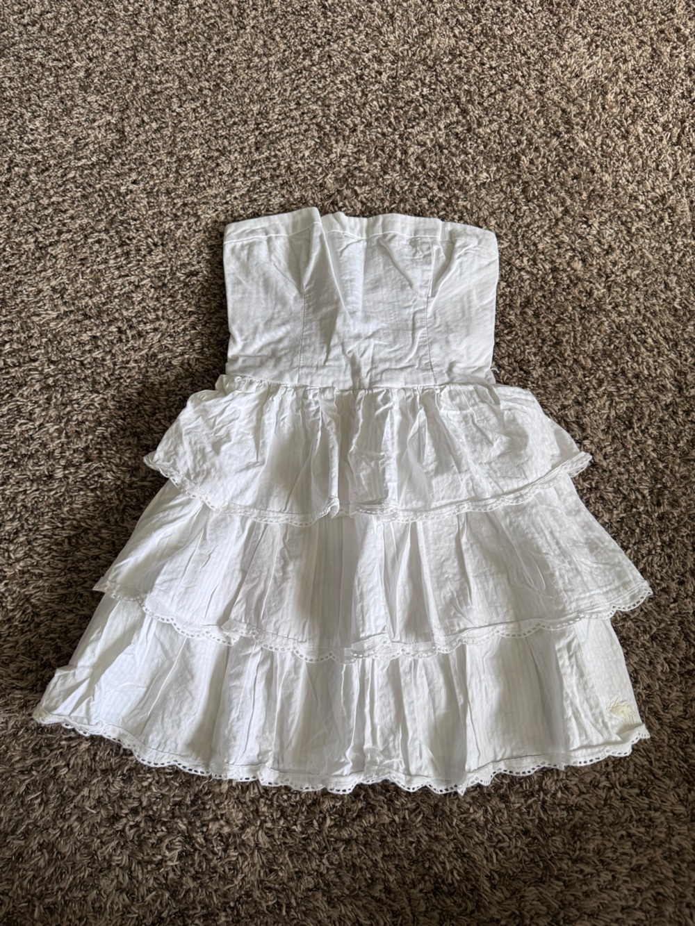 Abercrombie & Fitch White Tiered Ruffle Dress